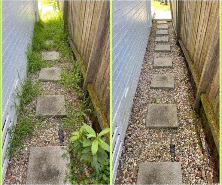 Before And After Of Narrow Walkway — Craig’s Lawn Mowing and Garden Maintenance