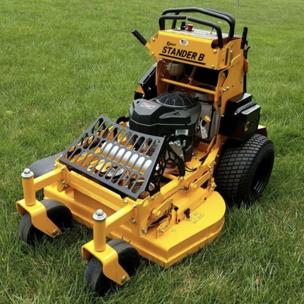 Yellow Lawn Mower With Stander B Label — Craig’s Lawn Mowing and Garden Maintenance
