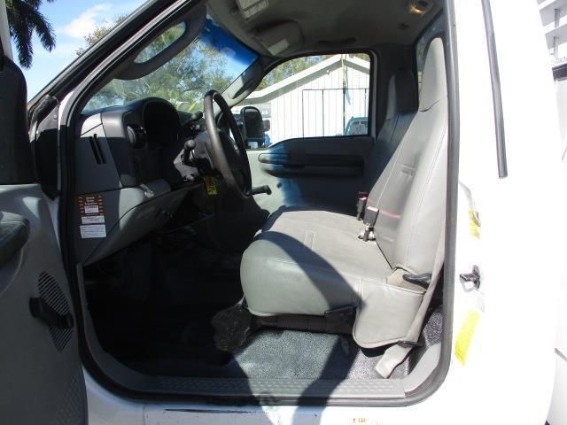 The inside of a white truck with the door open