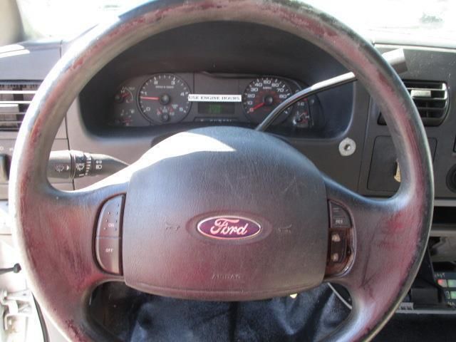 A close up of a ford steering wheel