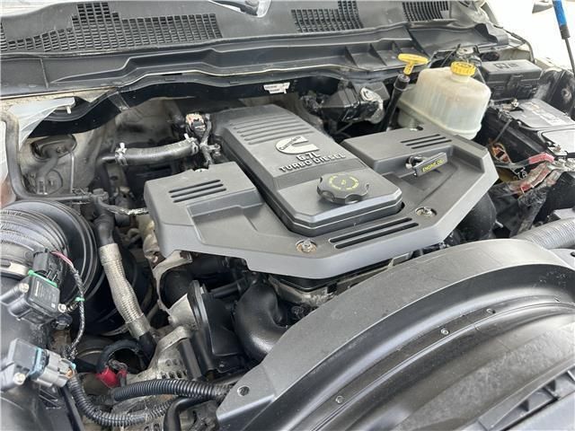 A close up of the engine of a dodge ram truck
