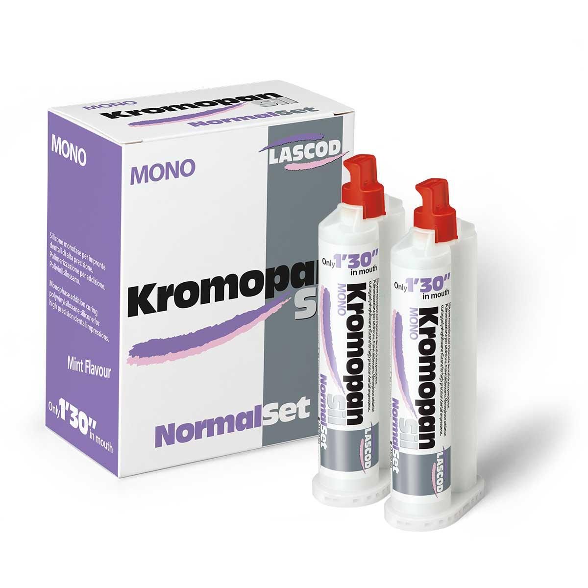 Lascod Kromopan Mono Normal Set, materiale per impronte dentali in confezione con due cartucce.