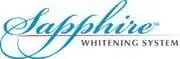 Sapphire Whitening System logo in script font, blue and white. Sapphire Whitening System logo in script font, blue and white.