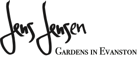 A logo for jens jensen gardens in evanston