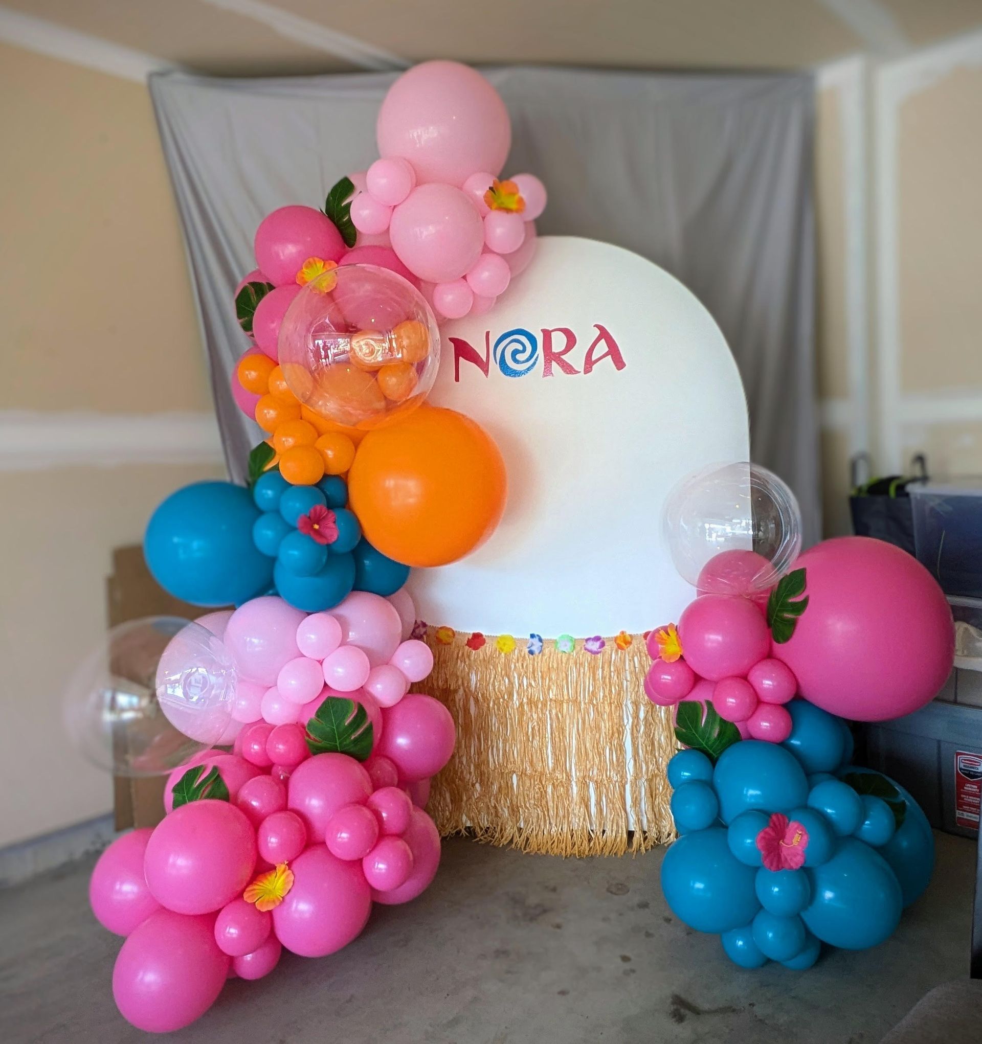 Colorful balloon display for a party