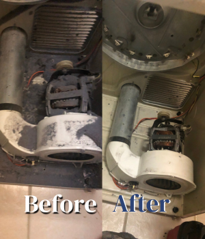 A before and after picture of a vacuum cleaner