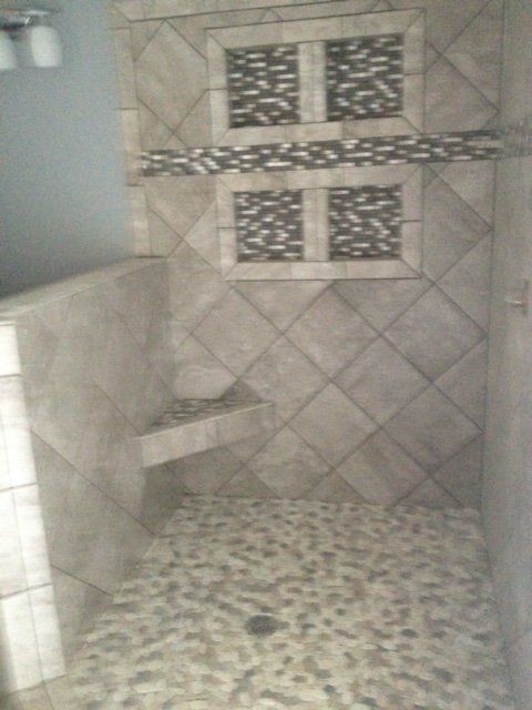 White and Gray Shower Area — Concord, NC — Gray’s Flooring and Custom Showers