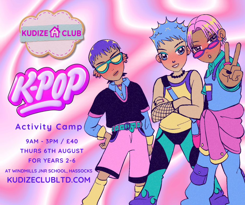 Poster for K-Pop themed Adventure Holiday Club for summer 2026 in Sussex