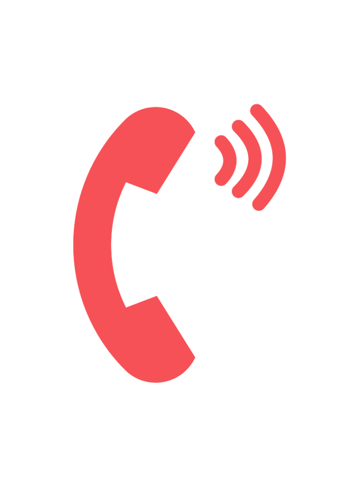 Red telephone receiver with sound waves.