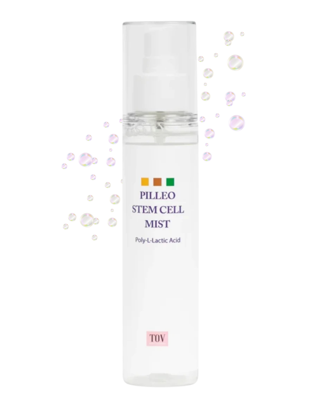 A bottle of pilled stem cell mist with bubbles coming out of it.