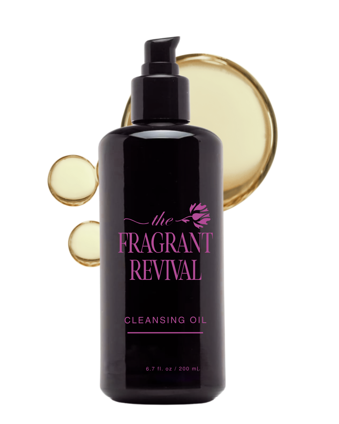 A black bottle of the fragrant revival cleansing oil