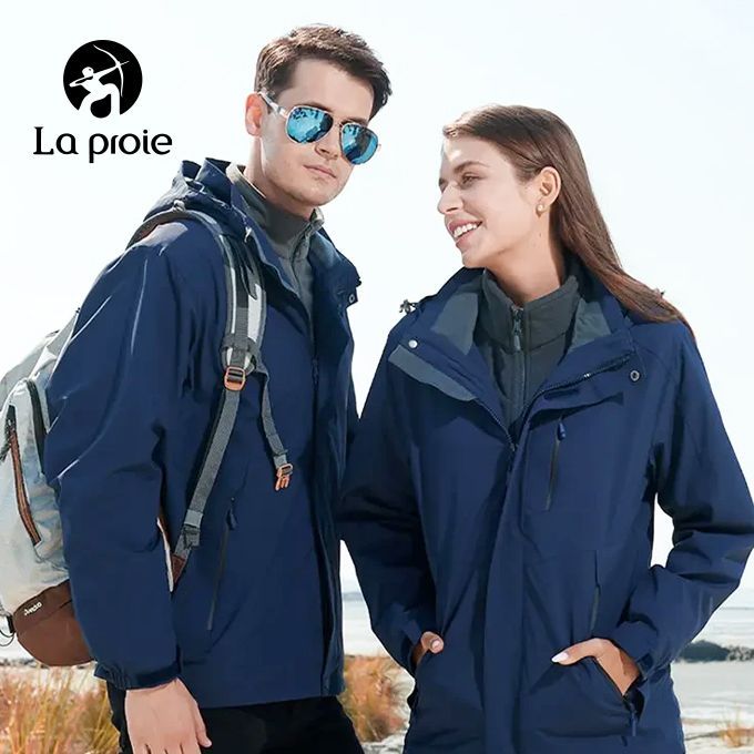 防水防風男女同款-三合一衝鋒衣-黑(CAB370032)