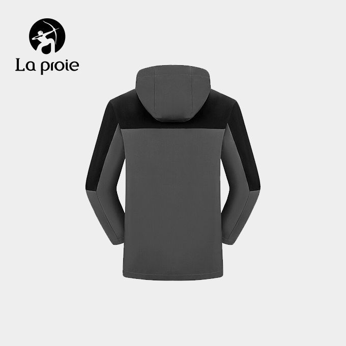 (TEAM)防水防風男女同款-山系衝鋒衣-灰&黑(CAB370031)