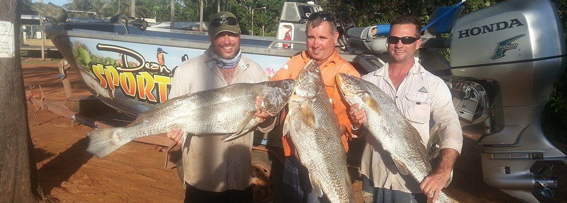 Three Men with Three Fish Caught— dean jackson guided tours in Winnellie, NT