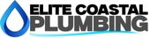 A logo for elite coastal plumbing with a blue drop