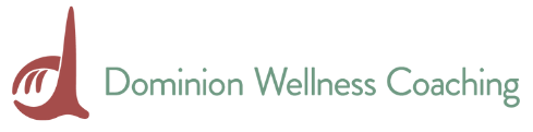 Logo for Dominion Wellness Coaching, a stylized red