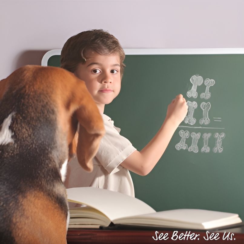 A Boy Writing on the Blackboard — Ian Emslie Optometrist In Warners Bay, NSW