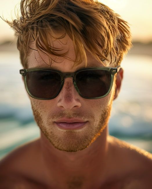 A Close Up of a Man Wearing Sunglasses on the Beach — Ian Emslie Optometrist In Warners Bay, NSW