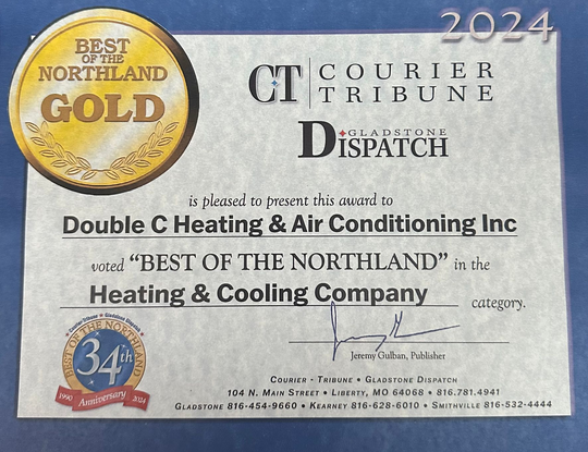 Certificate for Double C Heating & Air Conditioning Inc. 