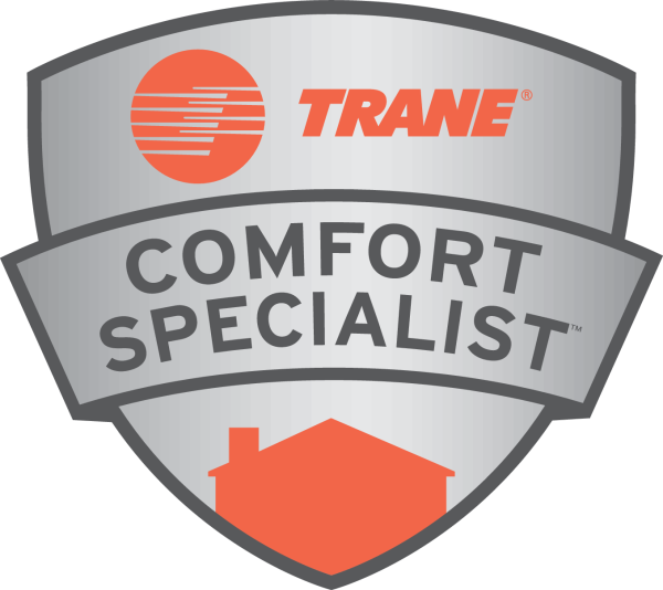 A trane comfort specialist logo with a house on it