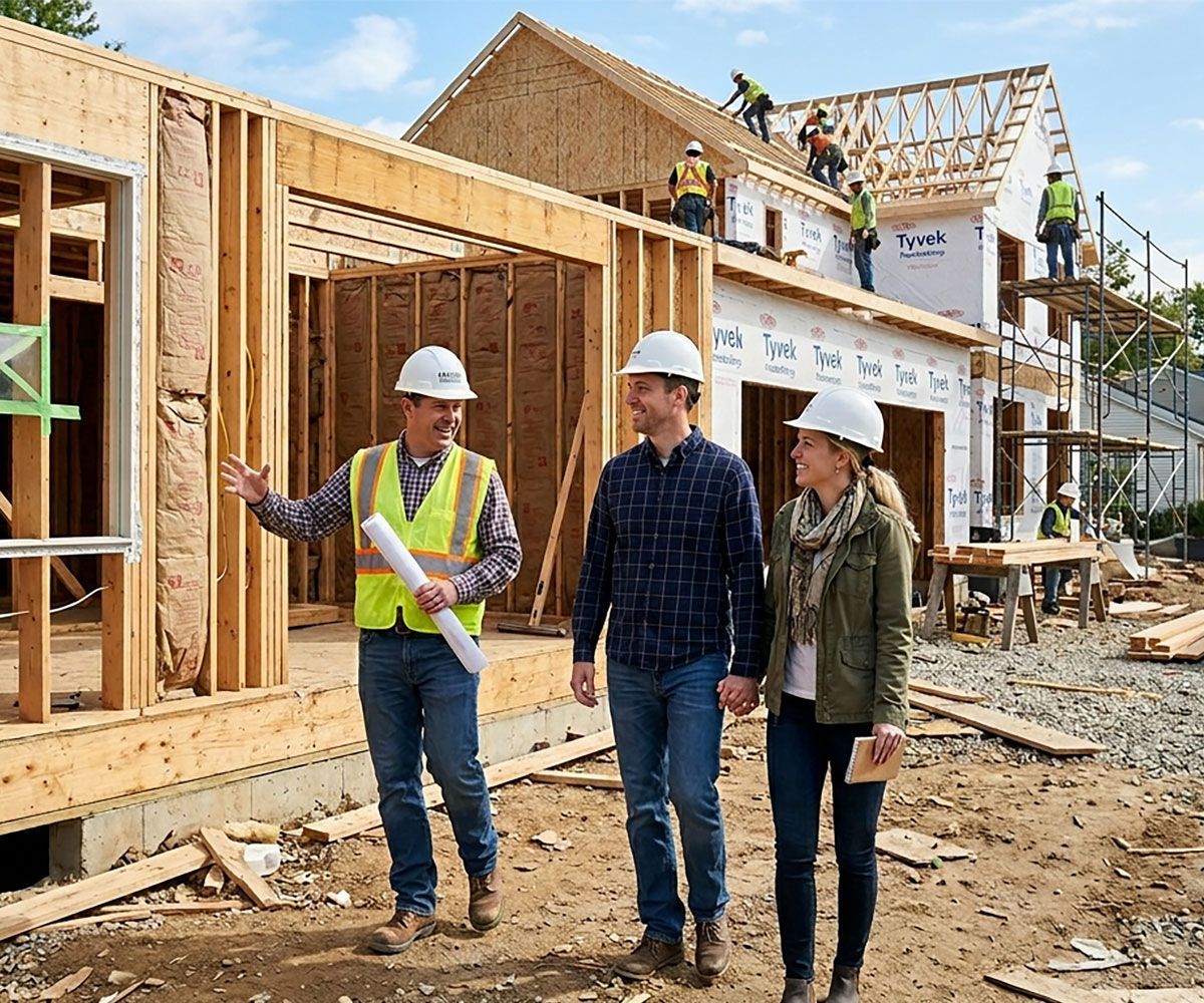 Northeast Ohio builder showing clients their home under construction that will be using title and escrow services from Infinity Title Agency