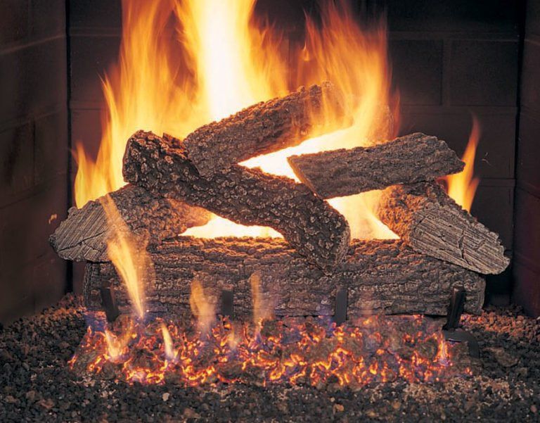 Gas Log at Night — Addison, TX — Fireplace & Grill Factory Outlet