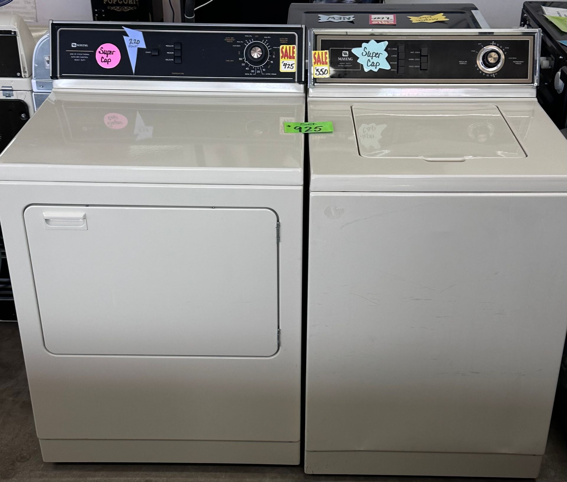 maytag super capacity washer and 220 power dryer
Set price 
$520.00