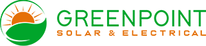 GREENPOINT Solar & Electrical logo with orange sun and green hills on white background