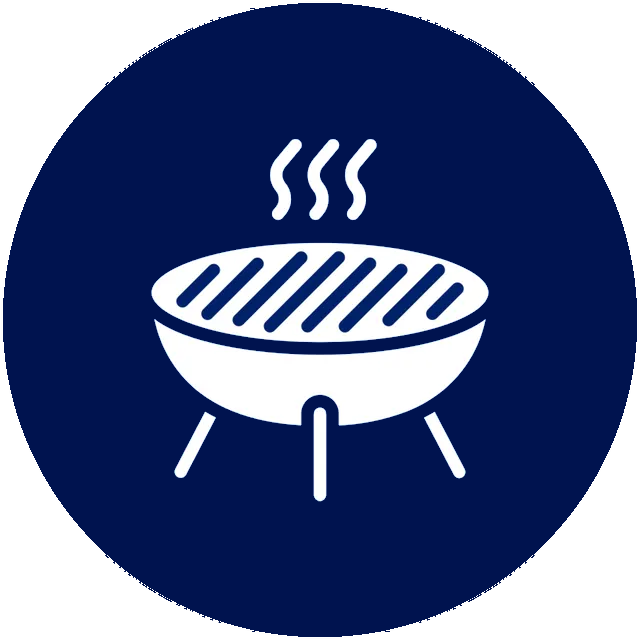 A grill with smoke coming out of it in a blue circle.