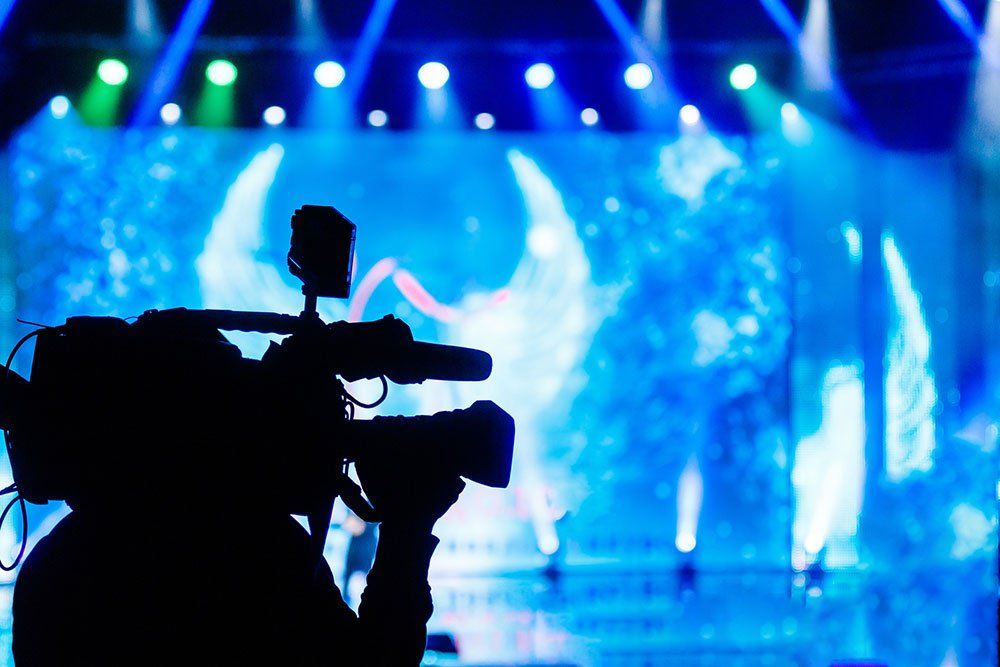 video camera in front of stage