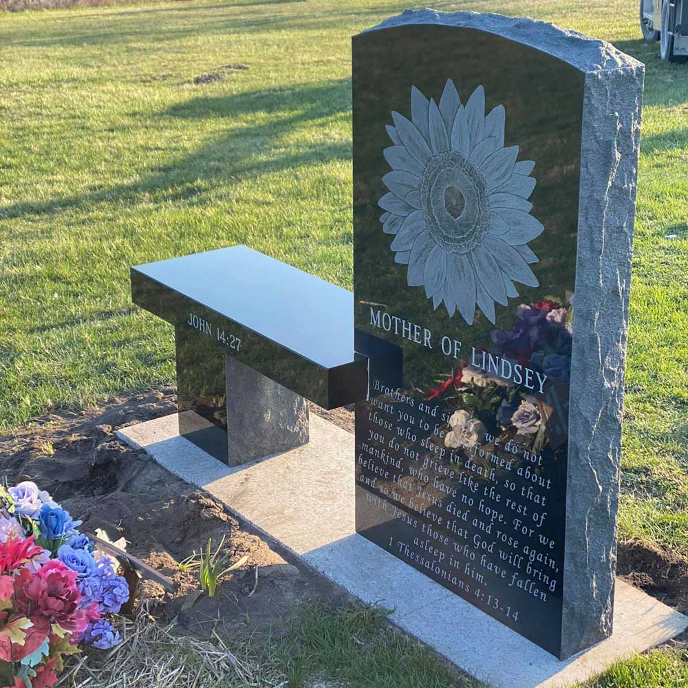 Custom Memorial Bench — Mount Ayr, IA — Eighmy Friedrich Monument Co