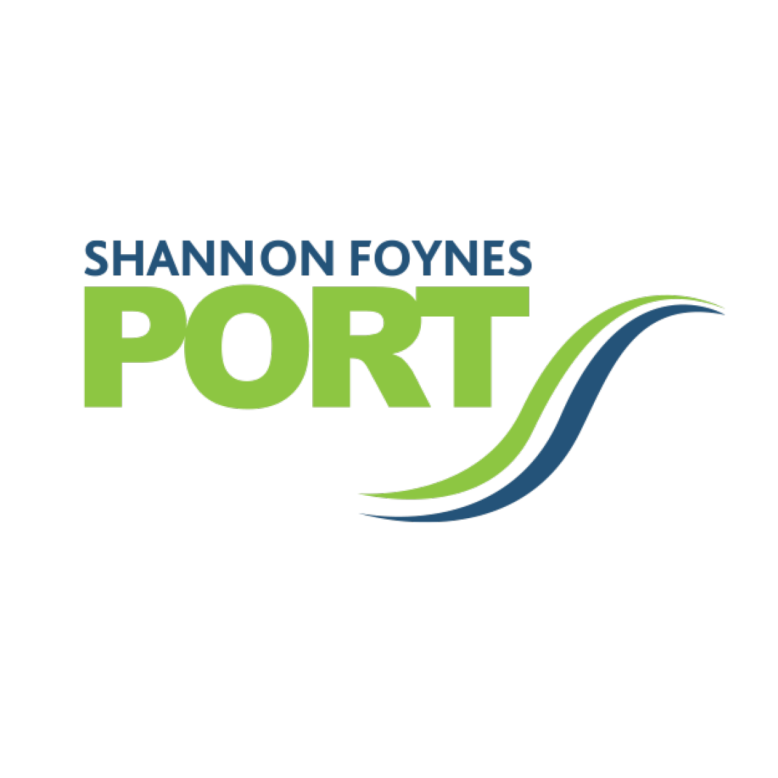 A green and blue logo for shannon foynes port
