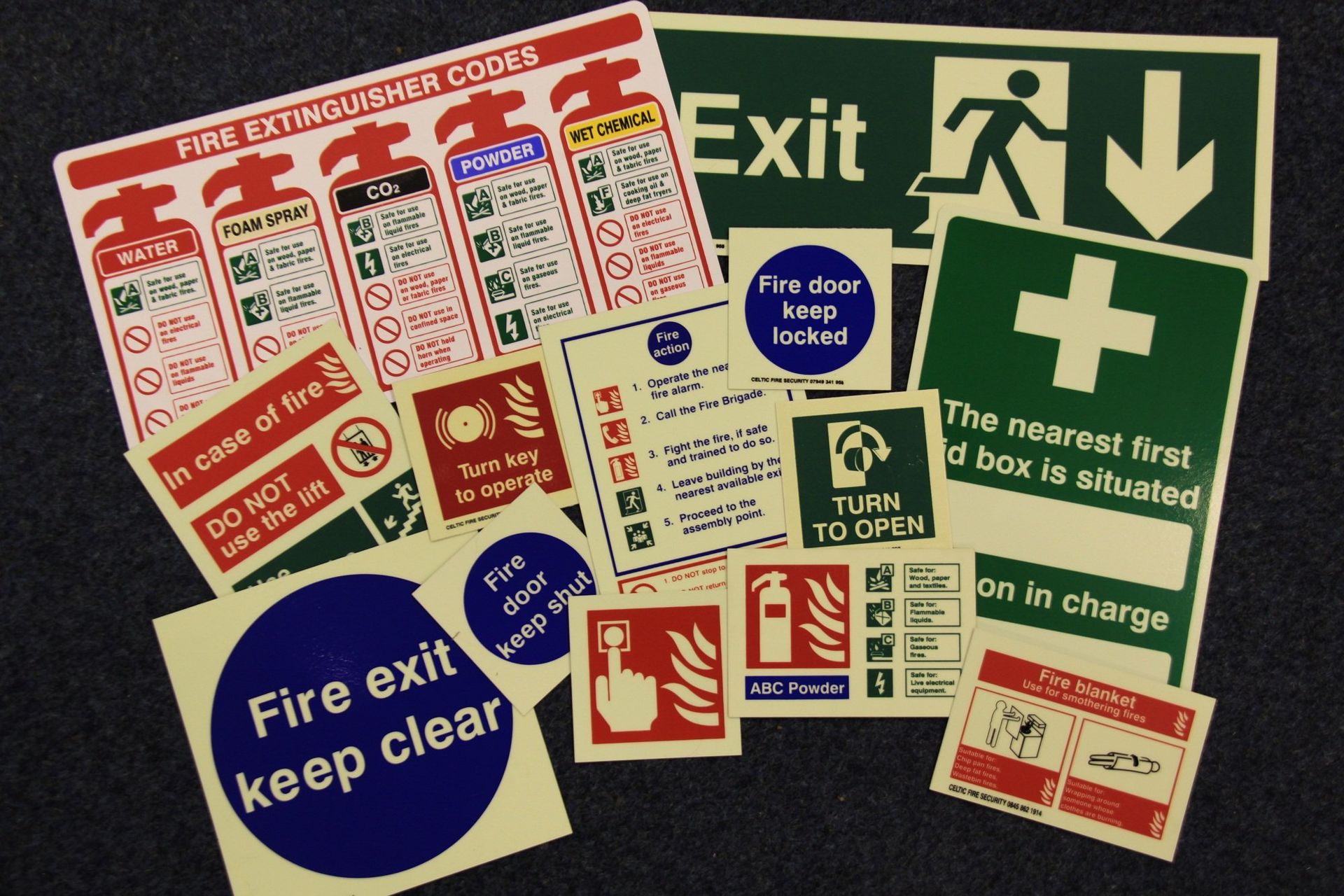 comprehensive range of fire safety signs