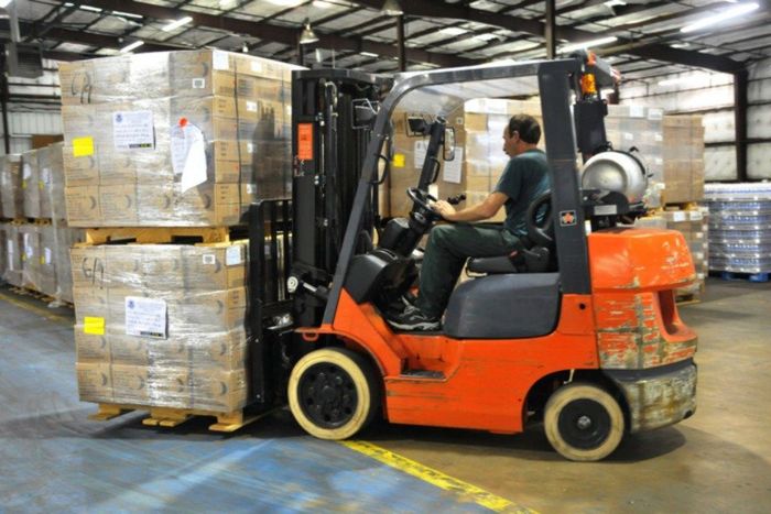 forklift in warehouse