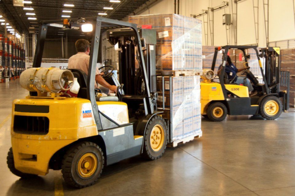 forklift operating in warehouse
