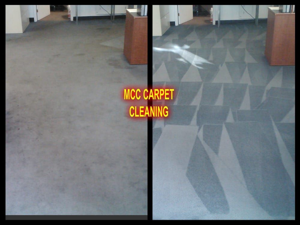A before and after photo of carpet cleaning by mcc carpet cleaning