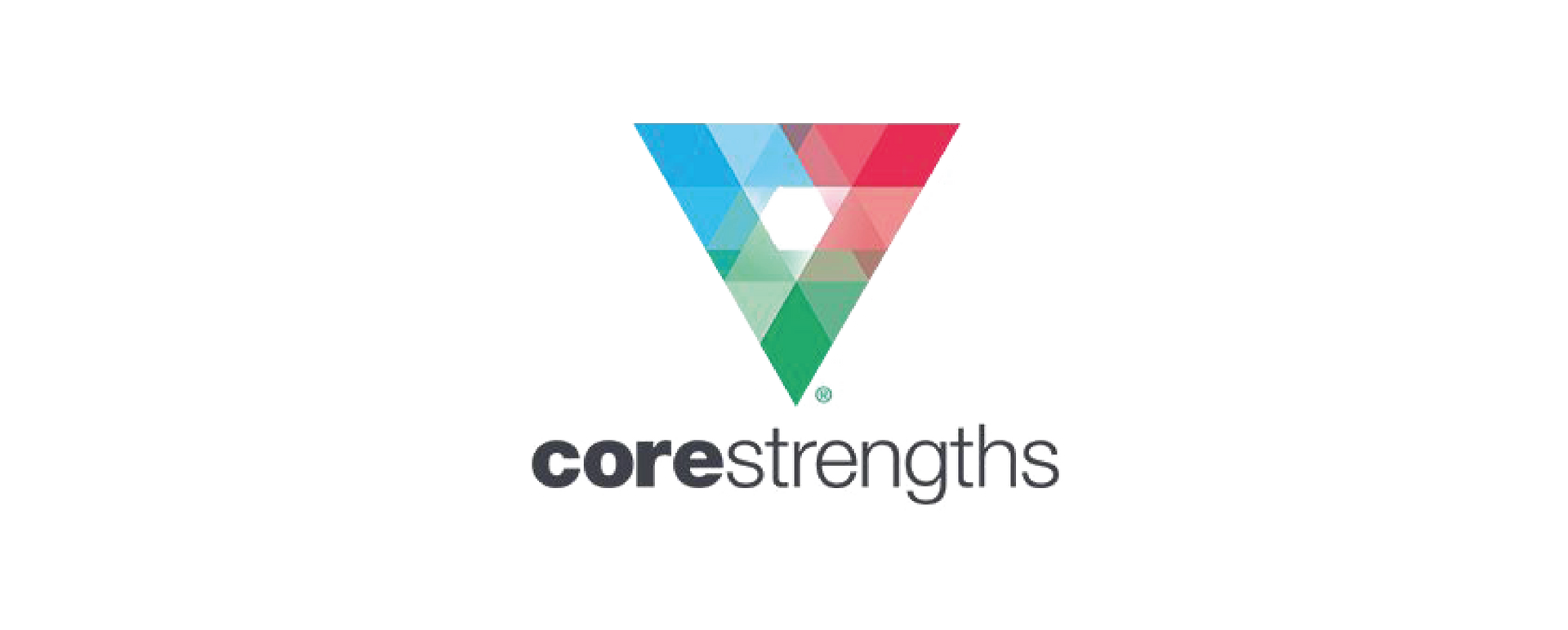 Logoen for corestrengths er en trekant med et hjerte i midten.