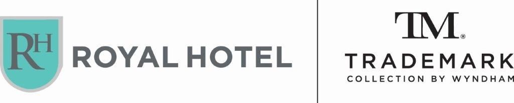 A royal hotel logo and a trademark logo