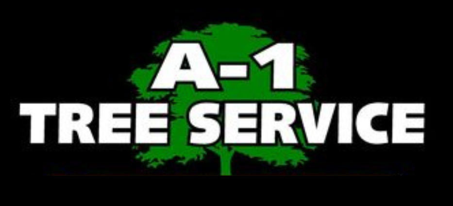 A logo for a tree service with a tree in the middle