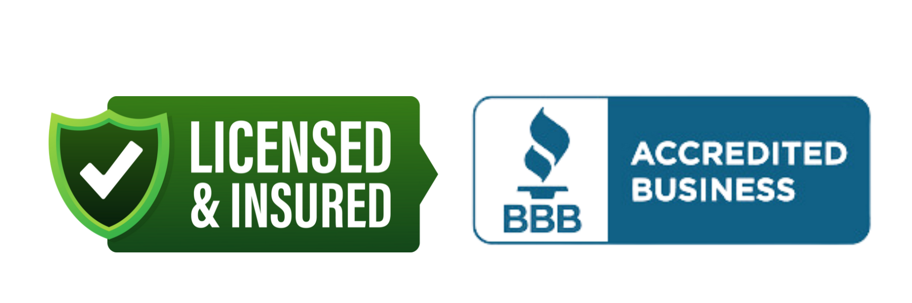 Two logos that say licensed and insured and accredited business