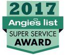 A green badge that says `` angie 's list super service award ''.