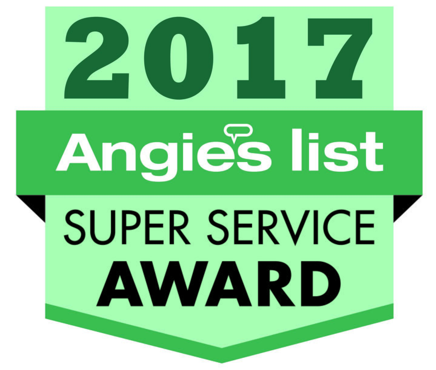 A green badge that says `` angie 's list super service award ''.