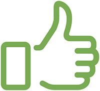 Green thumbs up symbol.
