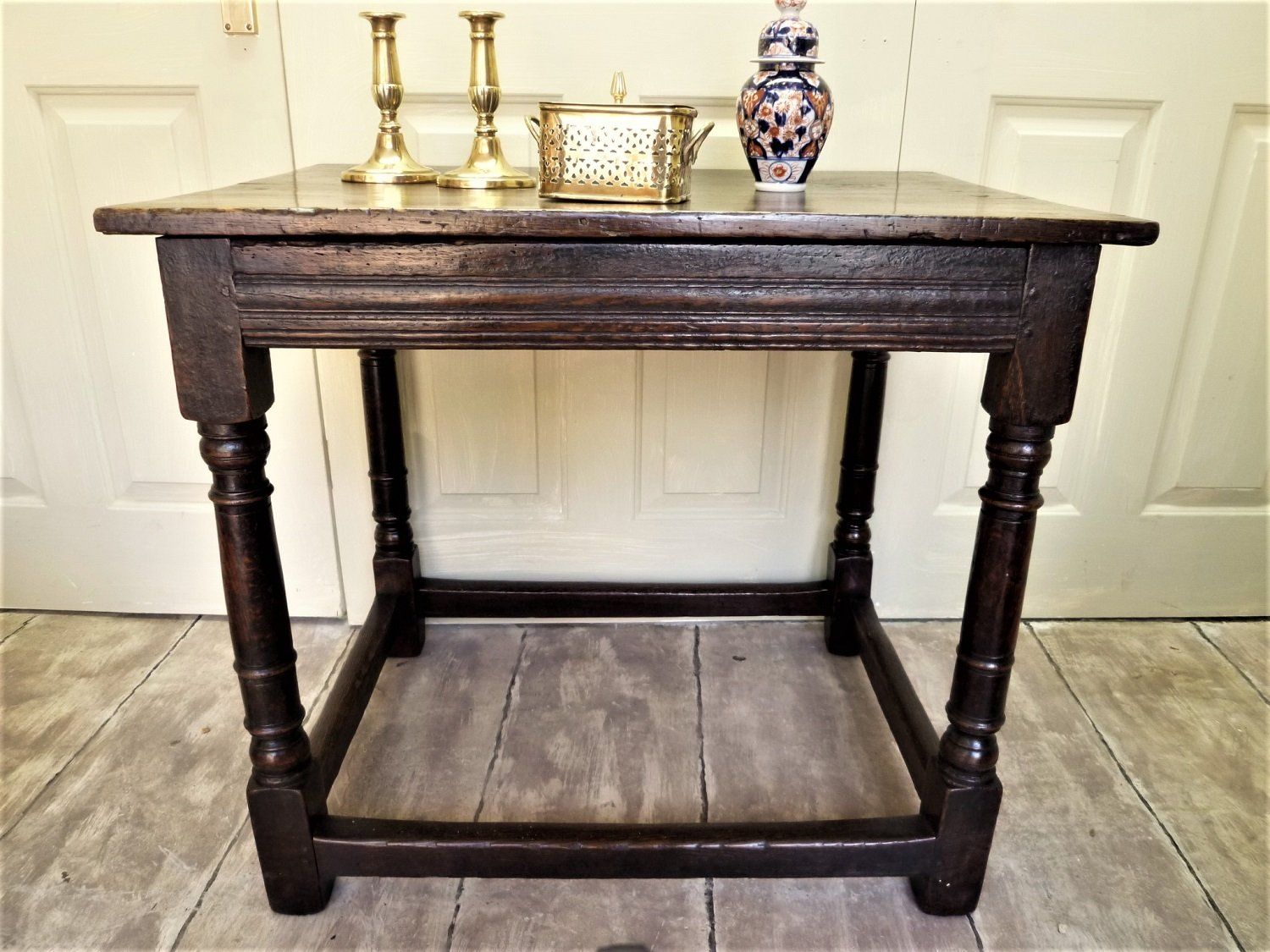 Oak Stretcher Side Table  C. 1700 The Antiques Source BA14 6HH
