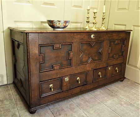 moulded front Coffer mule chest country oak furniture the antiques source steeple ashton Wiltshire BA14 6HH