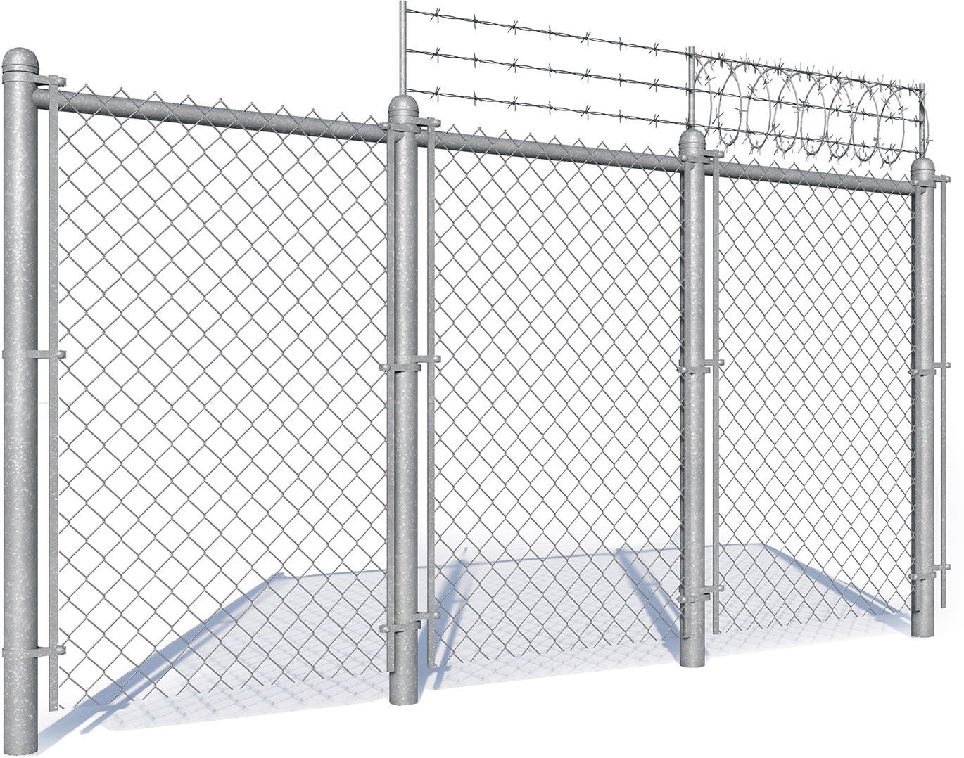 A chain link fence with barbed wire on top of it