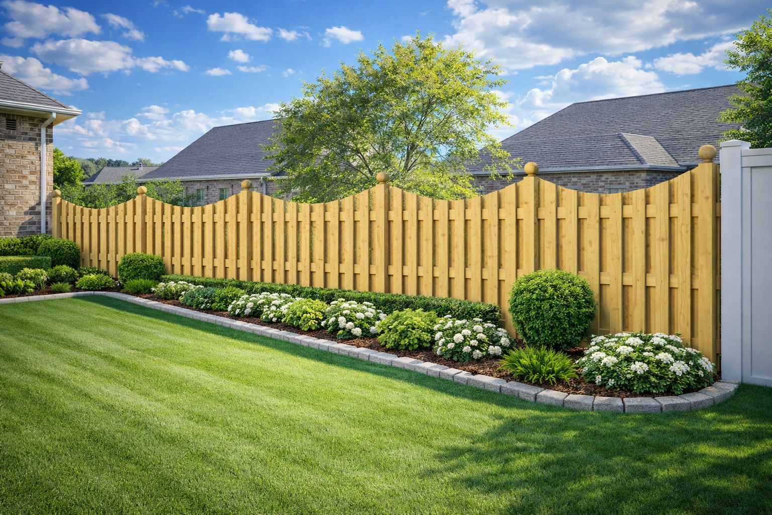 A wooden fence with a gate that is open and closed.