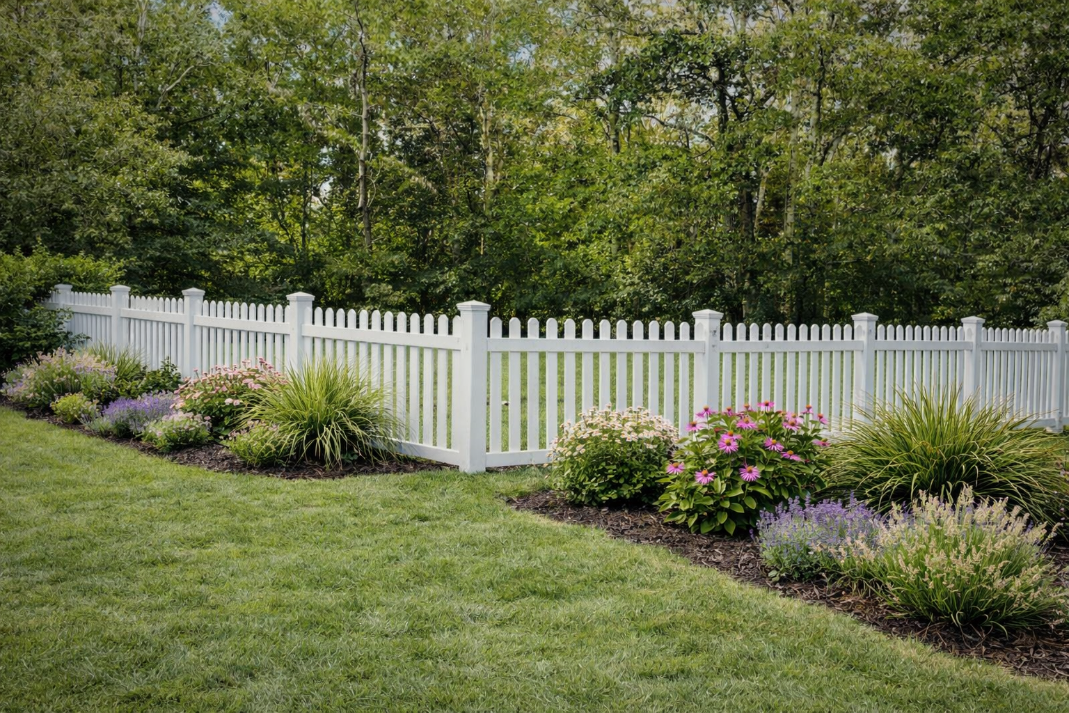 A white picket fence is shown on a white background.
