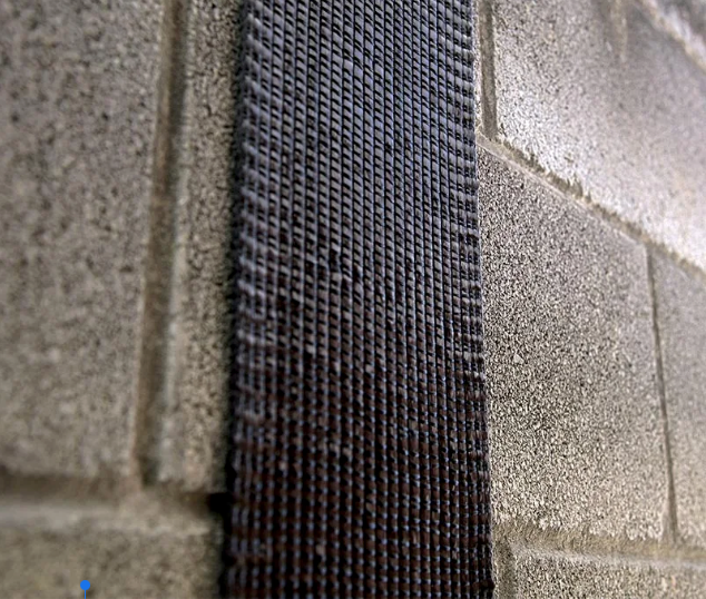 Carbon fiber strapping crack repair.