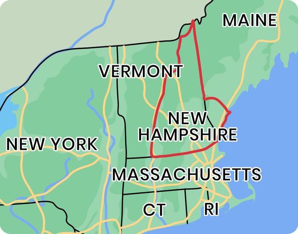 A map of new hampshire new york maine and massachusetts